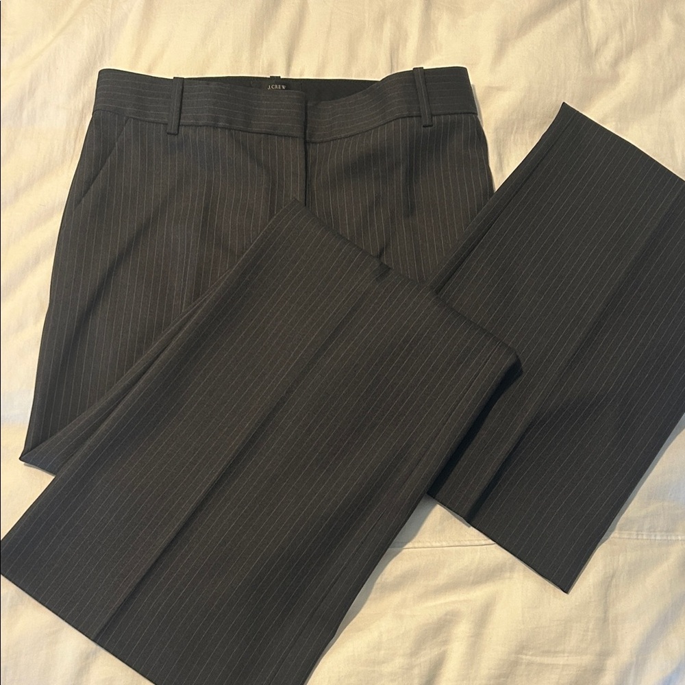 J. Crew Hutton wide leg Charcoal Pinstripe Trousers- 6T - Picture 4 of 10